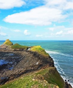 Rhossili Bay Worms Head Paint By Numbers