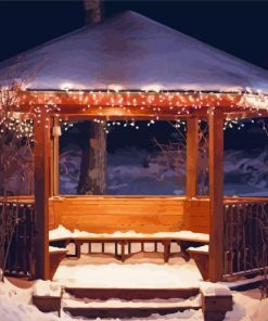 Romantic Gazebo In Snow Paint By Numbers