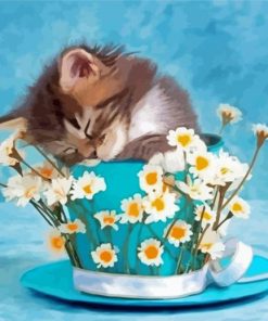 Sleepy Cat In Cup Paint By Numbers