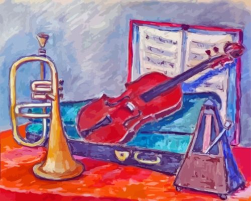 Vintage Still Life Trumpet Paint By Numbers