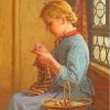 Young Girl Knitting Paint By Numbers