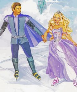 Barbie And Prince Icekating Paint By Numbers