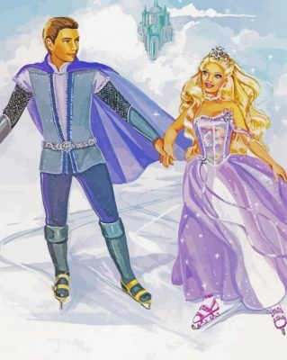 Barbie And Prince Icekating Paint By Numbers