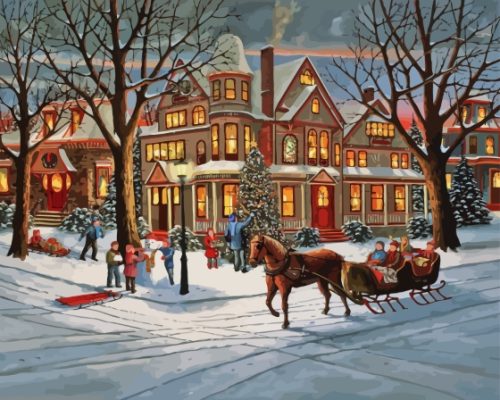 Christmas Victorian Street Paint By Numbers