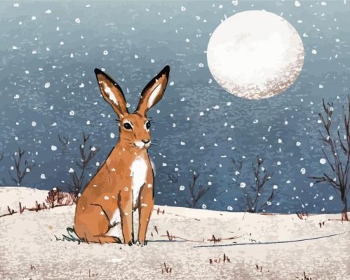 Christmas Hare Full Moon Paint By Numbers