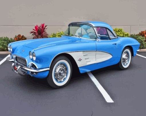 Classic Blue Corvette Paint By Numbers