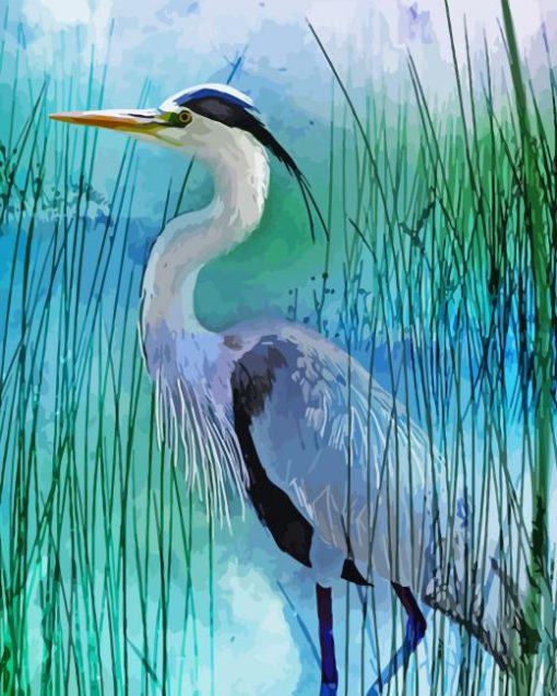 Grey Herron Bird Paint By Numbers