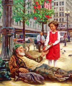 Homeless Man And Girl Paint By Numbers