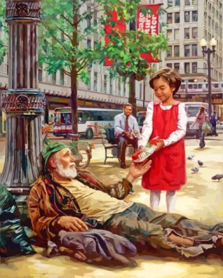 Homeless Man And Girl Paint By Numbers