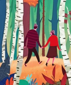 Illustration Couple In Forest Paint By Numbers