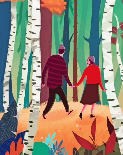 Illustration Couple In Forest Paint By Numbers