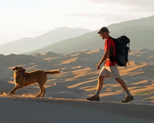 Man Hiking With Dog Paint By Numbers