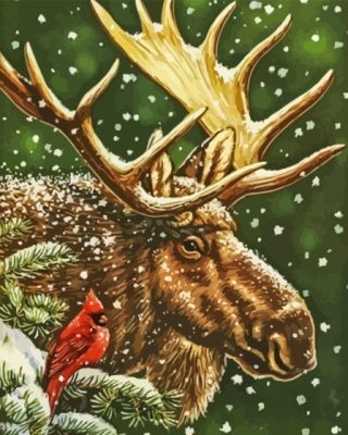 Moose In Winter Paint By Numbers