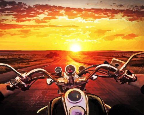 Motorcycle Drive At Sunset Paint By Numbers