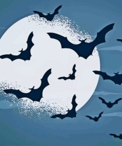 Night Full Moon Night Bats Paint By Numbers