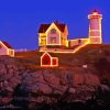 Nubble Lighthouse York Maine With Christmas Lights Paint By Numbers