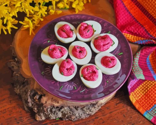 Pink Deviled Eggs Paint By Numbers