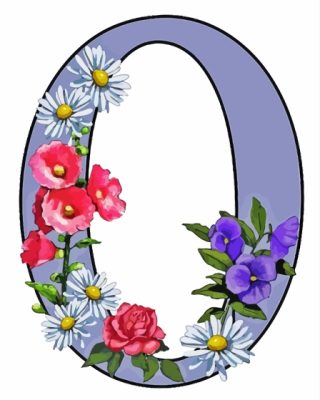 Purple Letter O With Flowers Paint By Numbers