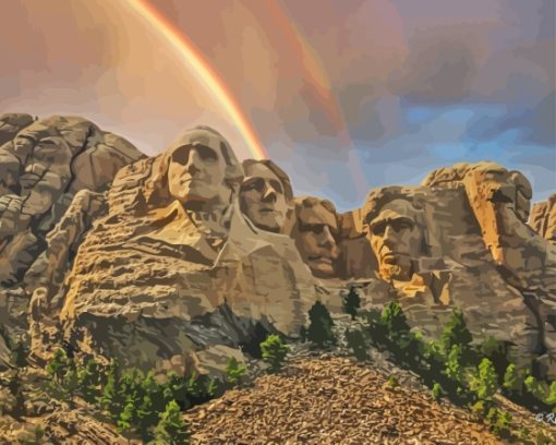 Rainbow Mount Rushmore National Memorial Paint By Numbers