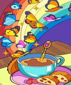 Rainbow Butterflies Coffee Paint By Numbers