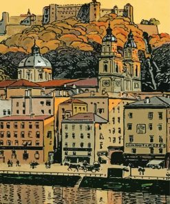 Salzburg Austria Vintage City Poster Paint By Numbers