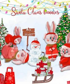 Santa Claus Bunnies Paint By Numbers