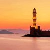 Sunset At Chania Lighthouse Paint By Numbers