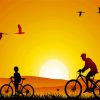 Sunset Bicycle Tour Silhouette Paint By Numbers