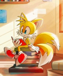 Tails The Hedgehog Sitting On Books Paint By Numbers