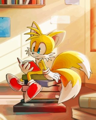 Tails The Hedgehog Sitting On Books Paint By Numbers