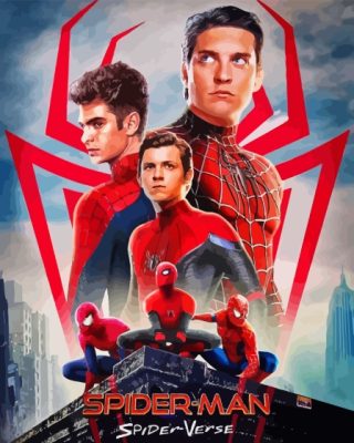 Three Spidermen Poster Paint By Numbers