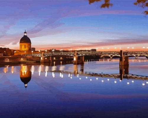 Toulouse Pont Saint Pierre Water Reflection Paint By Numbers