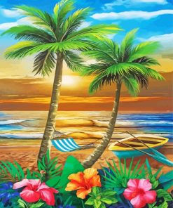 Tropical Palms And Flowers Paint By Numbers