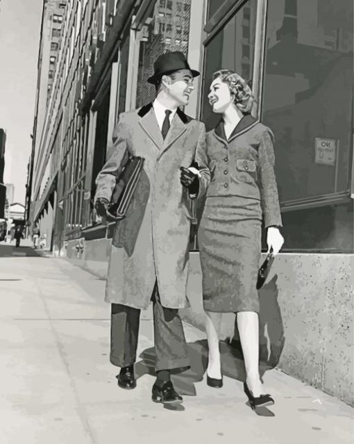 Vintage Couple Walking In The City Paint By Numbers