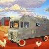 Vintage Trailer And Chickens Paint By Numbers