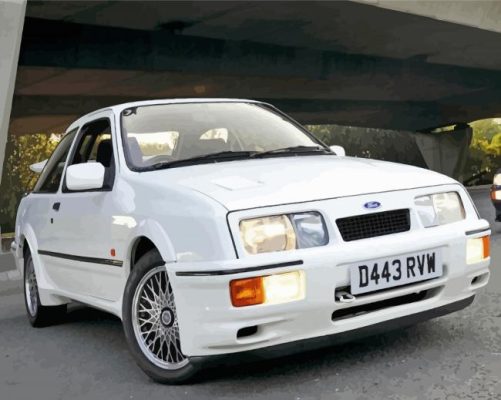 White Ford RS Car Paint By Numbers