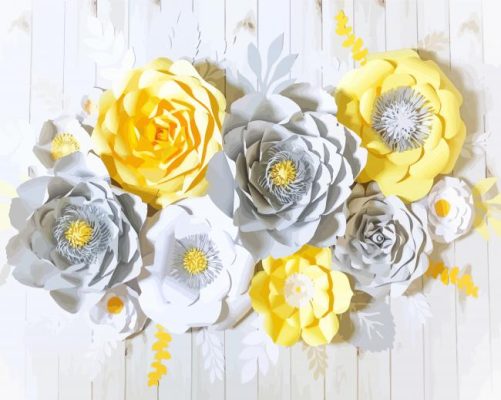 Yellow And Grey Roses Paint By Numbers