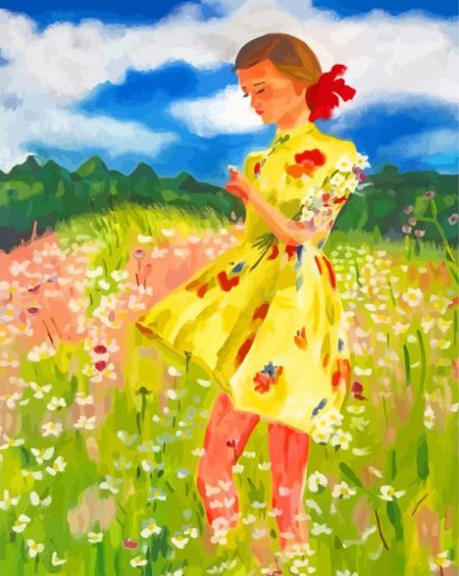 Young Girl In Meadow Paint By Numbers