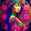 Aesthetic Asian Floral Lady Paint By Numbers