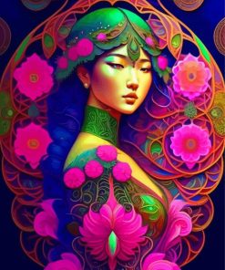 Aesthetic Asian Floral Lady Paint By Numbers