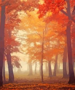 Autumn Forest Trees In Fog Paint By Numbers