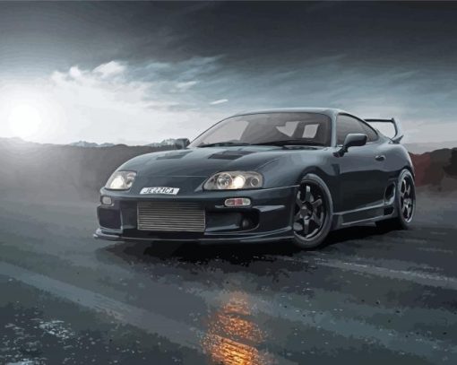 Black Supra Mk4 Sport Car Paint By Numbers