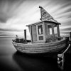 Black And White Abandoned Fishing Boat Paint By Numbers