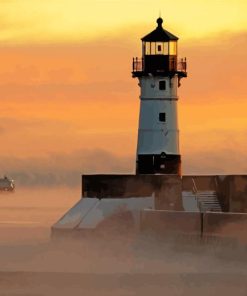 Canal Park Lighthouse At Sunset Paint By Numbers