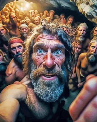 Cave Men Selfie Paint By Numbers