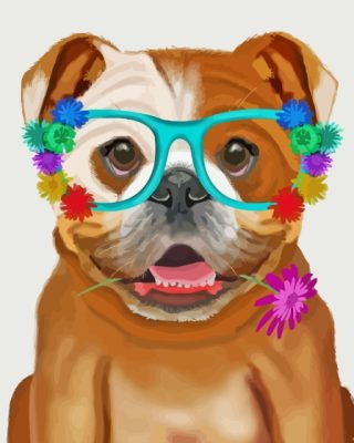 Cool Dog In Glasses Paint By Numbers