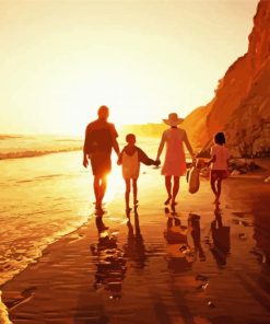 Family Walking On Beach Paint By Numbers