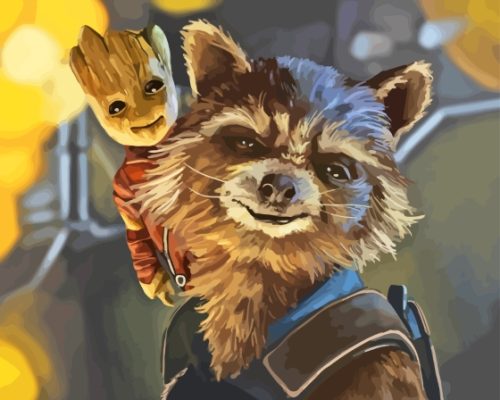 Jon Koo Rocket And Groot Paint By Numbers