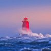 Red Lighthouse In Storm Paint By Numbers