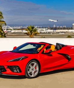 Red C8 Convertible Corvette Paint By Numbers